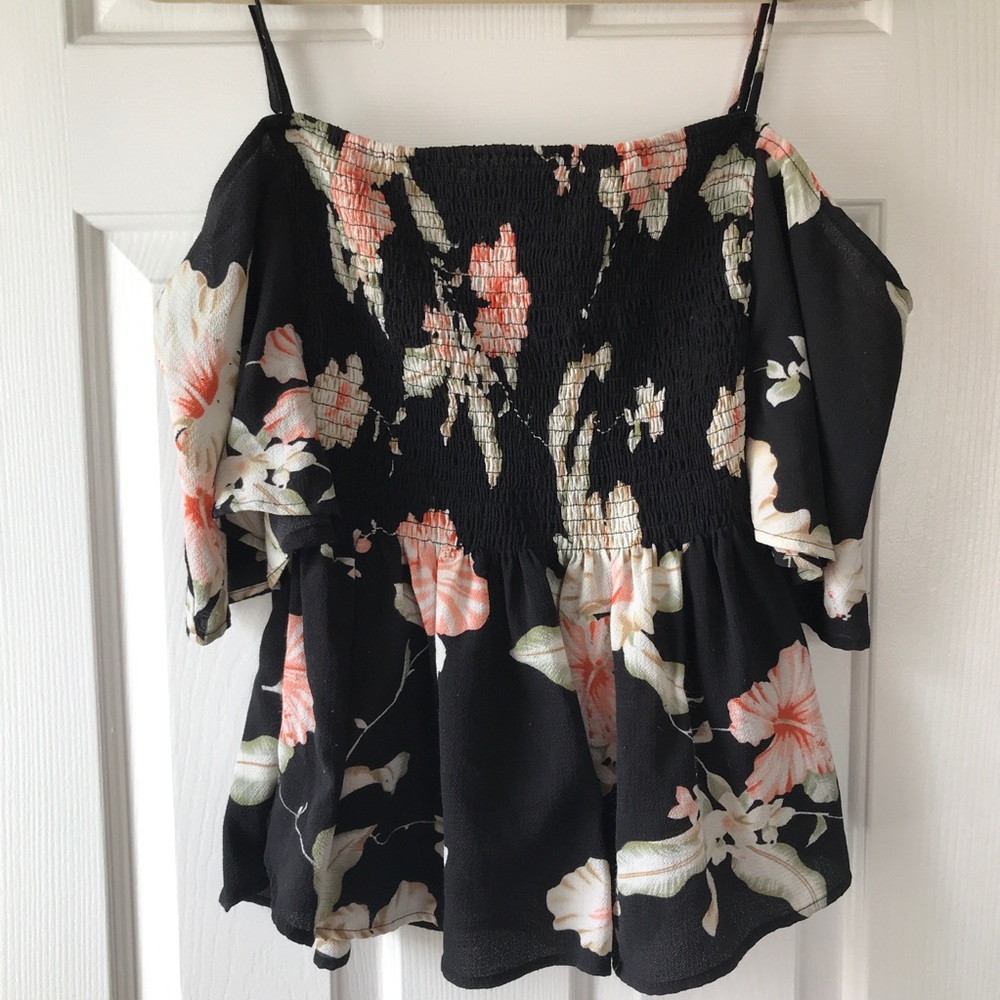 Spaghetti Strap w/ off the shoulder sleeve blouse